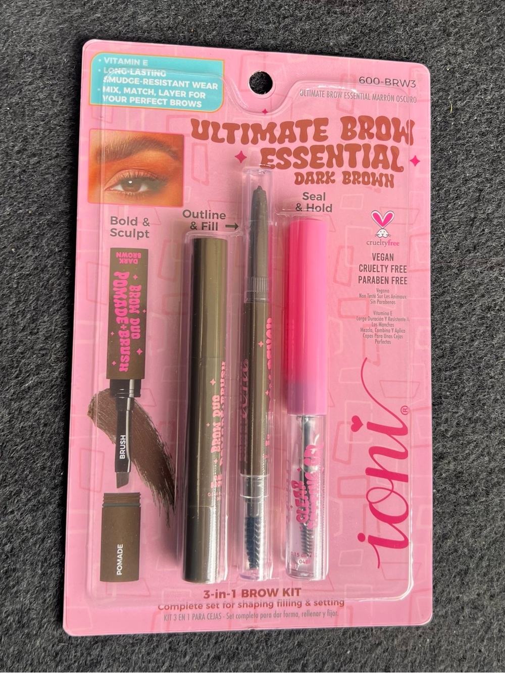 Ioni Ultimate Brow Essential 3-in-1 Brow Kit — Dark Brown